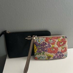 Coach Black and Floral Wristlet Duo